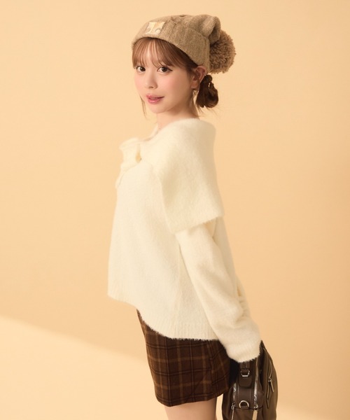 TITTY&CO.（ティティーアンドコー）の「セーラーカラーカーディガン（カーディガン/ボレロ・レディース・ブラウン/ベージュ/ピンク/アイボリー/ブルー・FREE）」の21枚目の写真