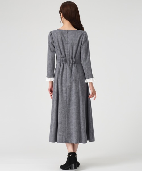 セール】2025秋冬新作 フロント釦ツイード風フレアワンピース