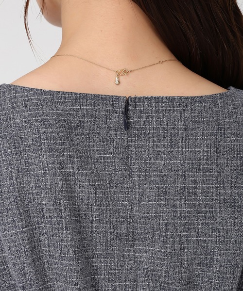 MISCH MASCH（ミッシュマッシュ）の「フロント釦ツイード風フレアワンピース（ワンピース・レディース・ライトグレー/ネイビー・M/S）」の9枚目の写真