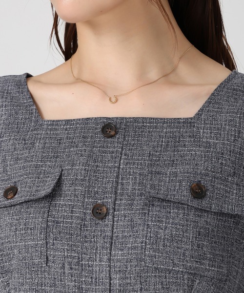 セール】2025秋冬新作 フロント釦ツイード風フレアワンピース