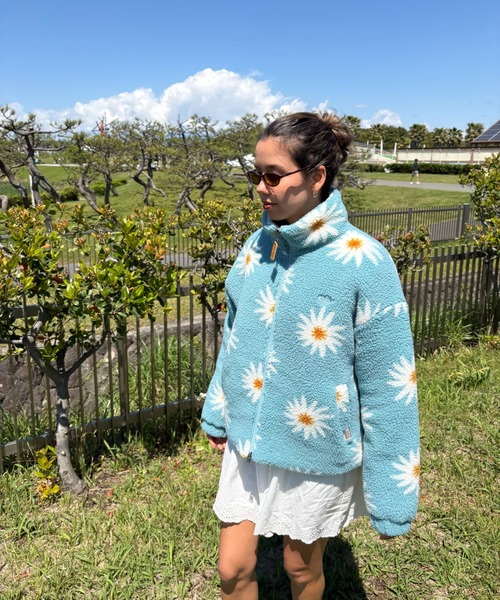 セール】ALL DAY /ロキシーフラワー柄ジップアップボアジャケット