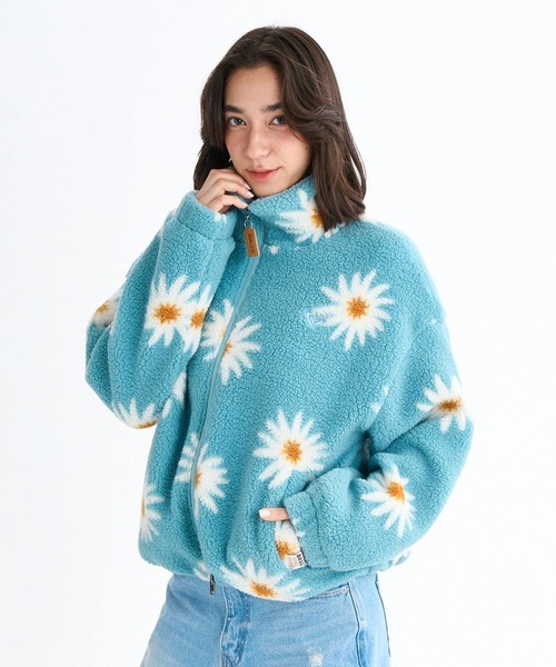 セール】ALL DAY /ロキシーフラワー柄ジップアップボアジャケット