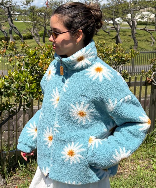 セール】ALL DAY /ロキシーフラワー柄ジップアップボアジャケット