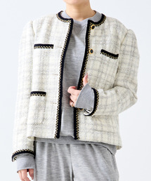 A_（エース）の「【A＿/エース】ツイードジャケット（ノーカラージャケット）」