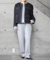 A_（エース）の「【A＿/エース】ツイードジャケット（ノーカラージャケット）」