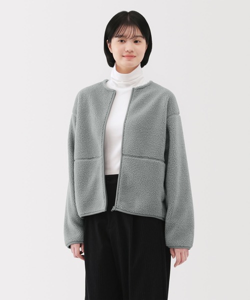 無印良品(ムジルシリョウヒン)の「婦人 ボアフリースジャケット(その他アウター・レディース・ダークネイビー/アイボリー/カーキ/ライトブルー・S/M/L/XL)」の3枚目の写真
