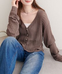 natural couture | 【WEB限定】チェック編みカーデ(カーディガン/ボレロ)