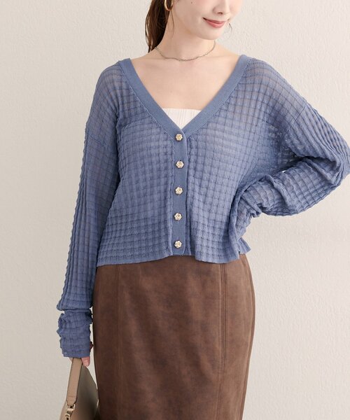 natural couture（ナチュラルクチュール）の「【WEB限定】チェック編みカーデ（カーディガン/ボレロ・レディース・ブラック/アイボリー/ピンク/モカ/ブルー・FREE）」の22枚目の写真