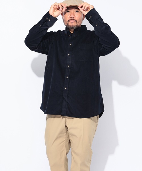 B&T CLUB(ビーティークラブ)の「長袖 シャツ メンズ 大きいサイズ コーデュロイ ボタンダウン カジュアル オフィスカジュアル B&T CLUB (ビーアンドティークラブ)(シャツ/ブラウス・メンズ・カーキ/ダークグレー/ベージュ/ネイビー・X2(4L~5L)/X1(3L~4L)/X3(6L~7L))」の10枚目の写真
