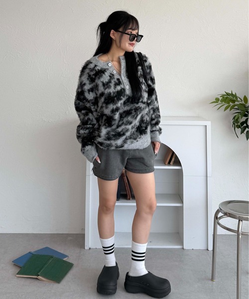 カモフラヘンリーネックニット（ニット/セーター）｜sedacle（セダクル