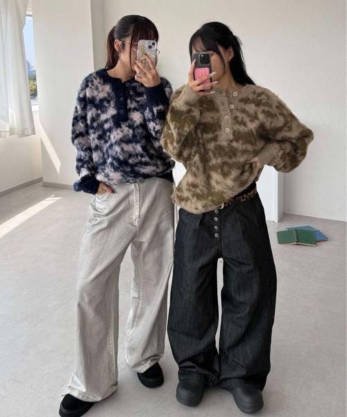 sedacle(セダクル)の「カモフラヘンリーネックニット(ニット/セーター・メンズ・ネイビー/ベージュ/グレー・LARGE/MEDIUM/SMALL)」の6枚目の写真