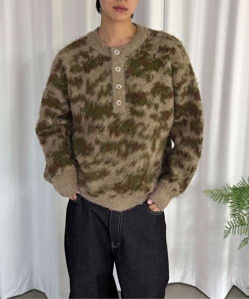 カモフラヘンリーネックニット（ニット/セーター）｜sedacle（セダクル