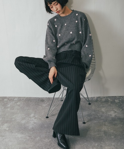 ANOTHER S（アナザーエス）の「巻きタックストライプパンツ