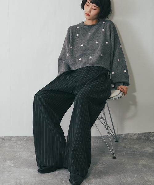 ANOTHER S（アナザーエス）の「巻きタックストライプパンツ