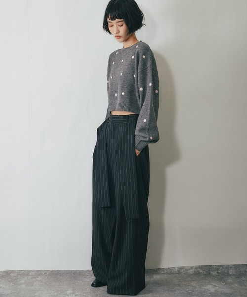 ANOTHER S（アナザーエス）の「巻きタックストライプパンツ