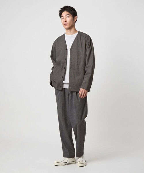 green label relaxing（グリーンレーベルリラクシング）の「WONDER CLOTH ノーカラー カーディガン -ストレッチ-（カーディガン/ボレロ・メンズ・グレー/ダークブラウン/ダークグレー・S/M/L/XL）」の9枚目の写真