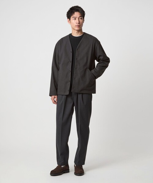 green label relaxing（グリーンレーベルリラクシング）の「WONDER CLOTH ノーカラー カーディガン -ストレッチ-（カーディガン/ボレロ・メンズ・グレー/ダークブラウン/ダークグレー・S/M/L/XL）」の11枚目の写真