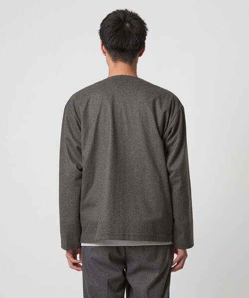 green label relaxing（グリーンレーベルリラクシング）の「WONDER CLOTH ノーカラー カーディガン -ストレッチ-（カーディガン/ボレロ・メンズ・グレー/ダークブラウン/ダークグレー・S/M/L/XL）」の16枚目の写真