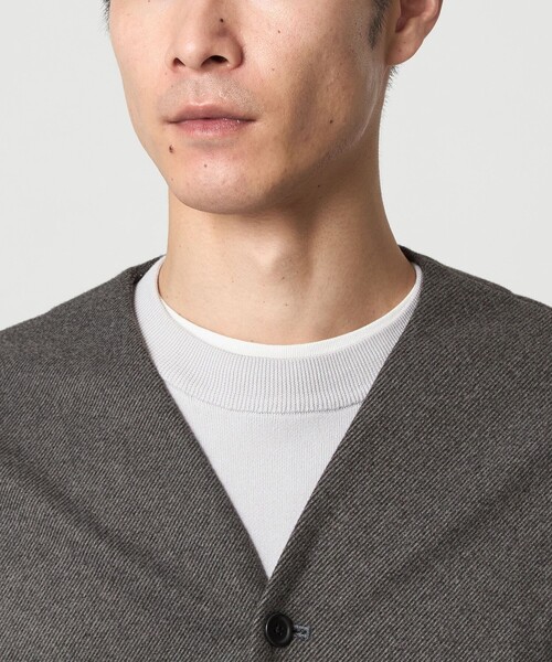 green label relaxing（グリーンレーベルリラクシング）の「WONDER CLOTH ノーカラー カーディガン -ストレッチ-（カーディガン/ボレロ・メンズ・グレー/ダークブラウン/ダークグレー・S/M/L/XL）」の17枚目の写真