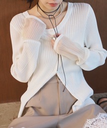 AIC.（エーアイシー）の「シアー切り替えリブカーディガン（ニット/セーター）」