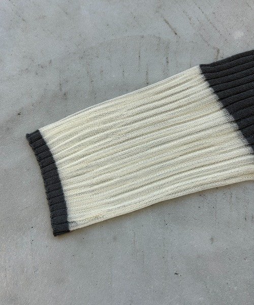 AIC.（エーアイシー）の「シアー切り替えリブカーディガン（ニット/セーター・レディース・オフホワイト/チャコールグレー・FREE）」の9枚目の写真