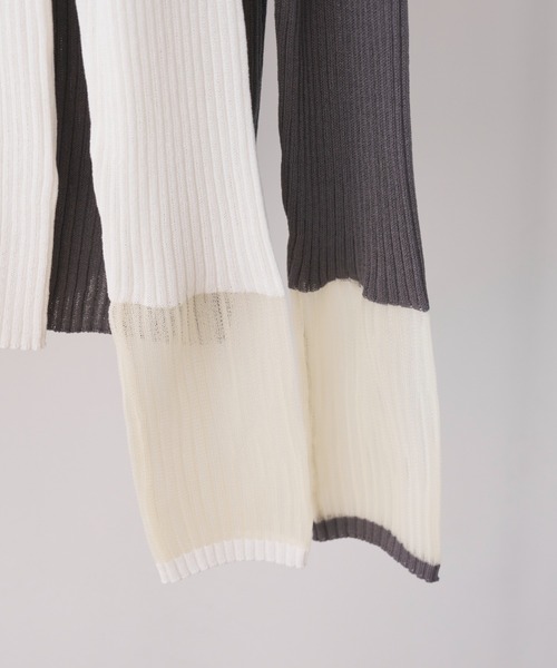 AIC.（エーアイシー）の「シアー切り替えリブカーディガン（ニット/セーター・レディース・オフホワイト/チャコールグレー・FREE）」の13枚目の写真