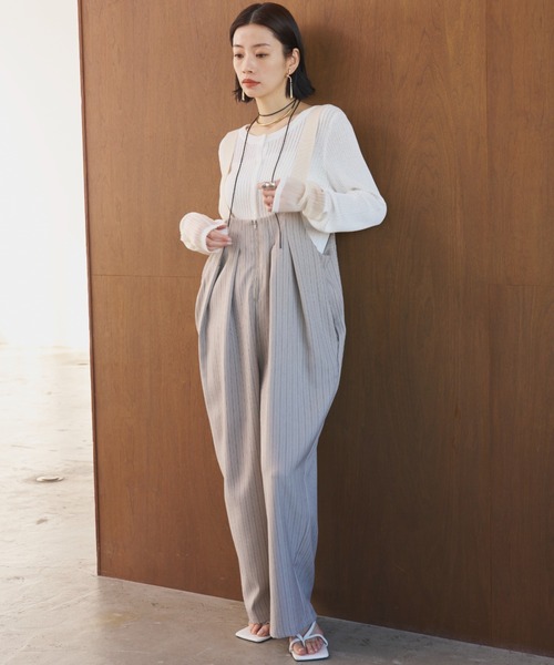 AIC.（エーアイシー）の「シアー切り替えリブカーディガン（ニット/セーター・レディース・オフホワイト/チャコールグレー・FREE）」の3枚目の写真