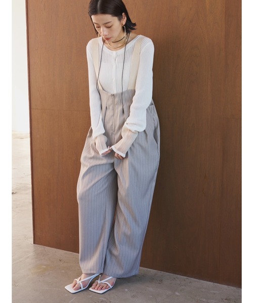 AIC.（エーアイシー）の「シアー切り替えリブカーディガン（ニット/セーター・レディース・オフホワイト/チャコールグレー・FREE）」の5枚目の写真