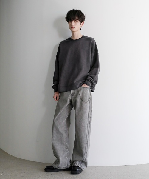 ピグメント加工ヘビーウェイトクルースウェット（スウェット