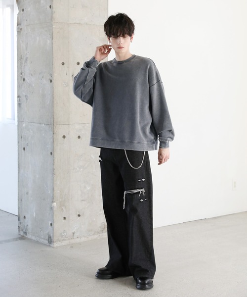 ピグメント加工ヘビーウェイトクルースウェット（スウェット