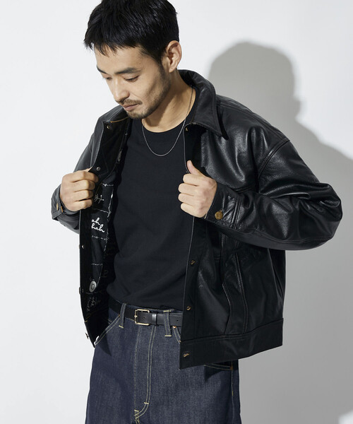 Lee（リー）の「Lee × Chah Chah × FREAK'S STORE/リー×チャーチャー×フリークスストア 別注 Lee × Chah Chah LEATHER RIDERS/リー チャーチャー レザー ライダース（ライダースジャケット・メンズ・ブラック・MEDIUM/LARGE）」の22枚目の写真