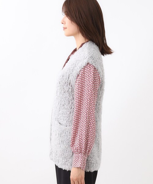 秋映え／ふんわり軽い／ゆったりシルエット】ファンシーヤーンベスト