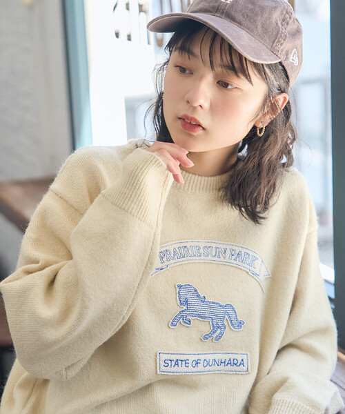 FREAK'S STORE(フリークスストア)の「アニマルワッペン刺繍 ニットプルオーバー(ニット/セーター・レディース・オフホワイト/グレー/ネイビー・フリ-)」の7枚目の写真