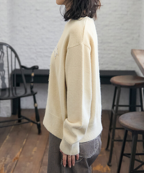 FREAK'S STORE(フリークスストア)の「アニマルワッペン刺繍 ニットプルオーバー(ニット/セーター・レディース・オフホワイト/グレー/ネイビー・フリ-)」の11枚目の写真