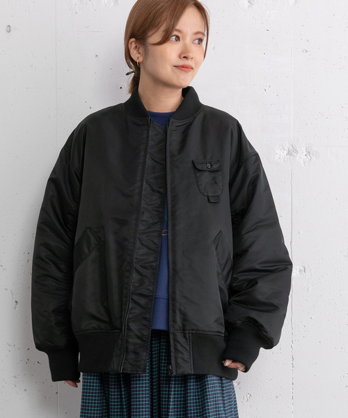 POU DOU DOU（プードゥドゥ）の「MA-1ブルゾン（MA-1・レディース・アイボリー/ブラック/カーキ・M）」の2枚目の写真