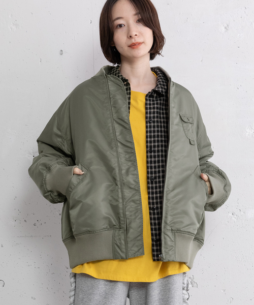 POU DOU DOU（プードゥドゥ）の「MA-1ブルゾン（MA-1・レディース・アイボリー/ブラック/カーキ・M）」の4枚目の写真