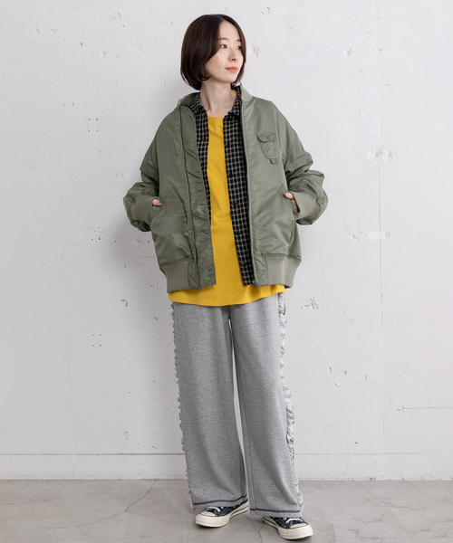 POU DOU DOU（プードゥドゥ）の「MA-1ブルゾン（MA-1・レディース・アイボリー/ブラック/カーキ・M）」の10枚目の写真