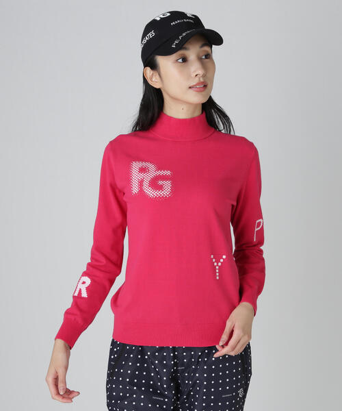 PEARLY GATES(パーリーゲイツ)の「12G部分ジャガードカシミヤタッチコットンハイネックニットプルオーバー(Tシャツ/カットソー・レディース・ネイビー/ピンク/ホワイト・MEDIUM/LARGE/SMALL)」の8枚目の写真