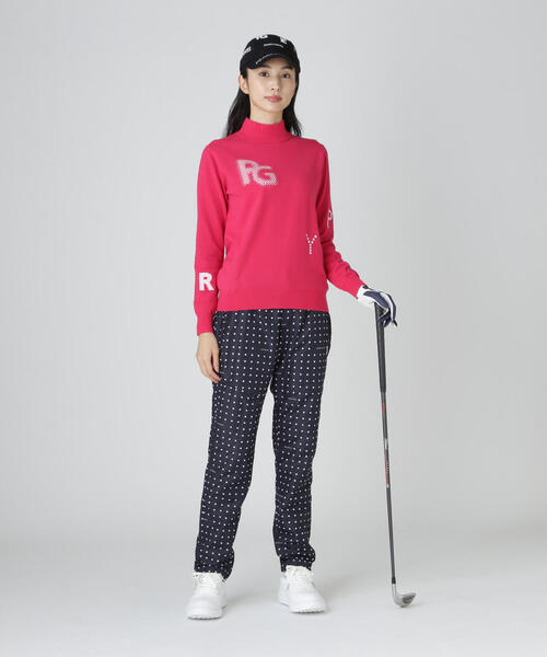 PEARLY GATES(パーリーゲイツ)の「12G部分ジャガードカシミヤタッチコットンハイネックニットプルオーバー(Tシャツ/カットソー・レディース・ネイビー/ピンク/ホワイト・MEDIUM/LARGE/SMALL)」の9枚目の写真