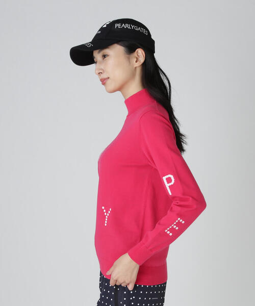 PEARLY GATES(パーリーゲイツ)の「12G部分ジャガードカシミヤタッチコットンハイネックニットプルオーバー(Tシャツ/カットソー・レディース・ネイビー/ピンク/ホワイト・MEDIUM/LARGE/SMALL)」の10枚目の写真