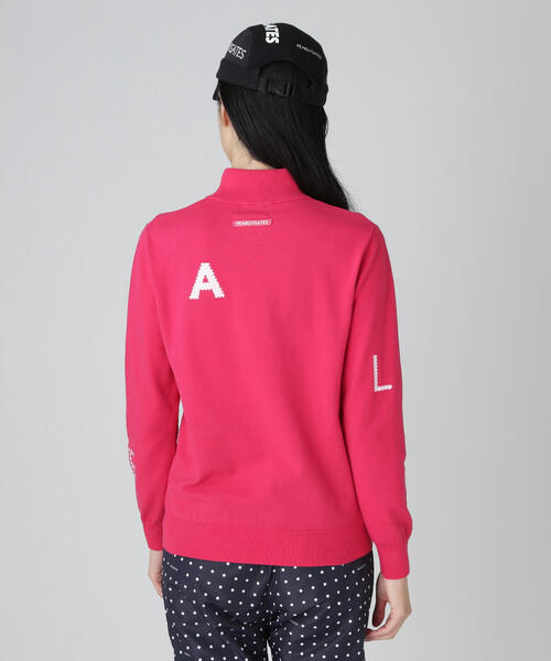 PEARLY GATES(パーリーゲイツ)の「12G部分ジャガードカシミヤタッチコットンハイネックニットプルオーバー(Tシャツ/カットソー・レディース・ネイビー/ピンク/ホワイト・MEDIUM/LARGE/SMALL)」の11枚目の写真