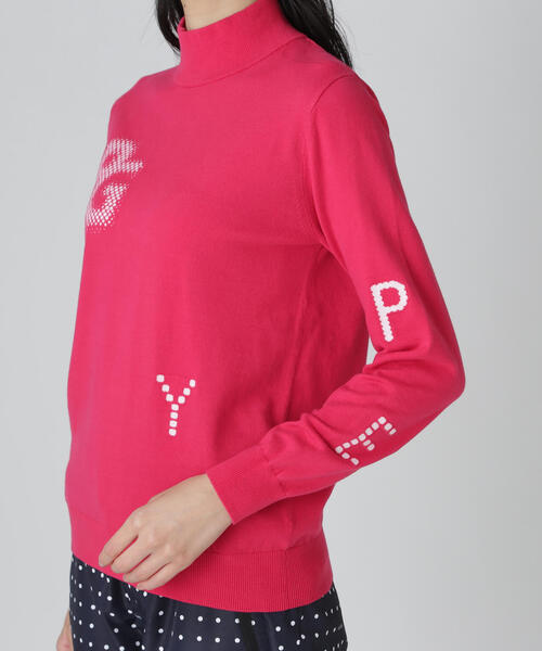 PEARLY GATES(パーリーゲイツ)の「12G部分ジャガードカシミヤタッチコットンハイネックニットプルオーバー(Tシャツ/カットソー・レディース・ネイビー/ピンク/ホワイト・MEDIUM/LARGE/SMALL)」の13枚目の写真