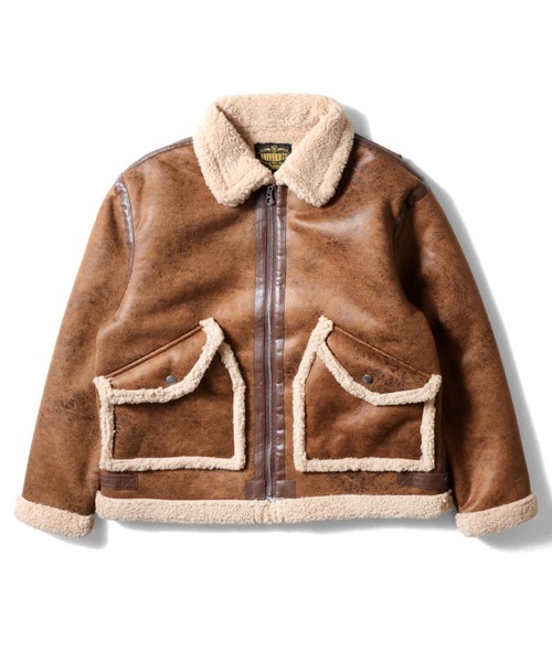 HOUSTON（ヒューストン）の「［UNIVERD72/ユニバード］FAKE MOUTON JACKET type CWU/45P フェイク ムートン ジャケット CWU/45Pタイプ（ムートンコート・メンズ・ブラウン/ブラック・M/L/XL）」の7枚目の写真