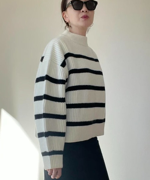 Trefle blanc(トレフルブラン)の「【original】tasmanialamb border knit(ニット/セーター・レディース・アイボリー・FREE)」の1枚目の写真
