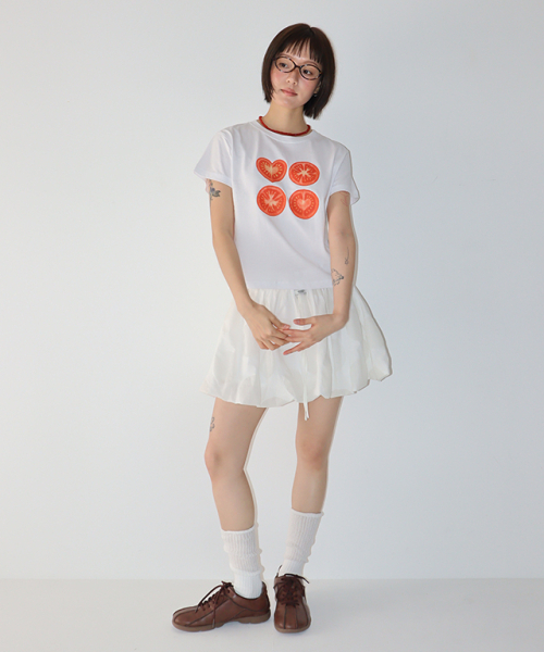 RONRON(ロンロン)の「SLICED TOMATO CROP T SHIRT WHITE(Tシャツ/カットソー・レディース・その他・FREE)」の2枚目の写真