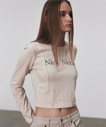 NICOLE PINTUCK LS CROP TOP_BEIGE