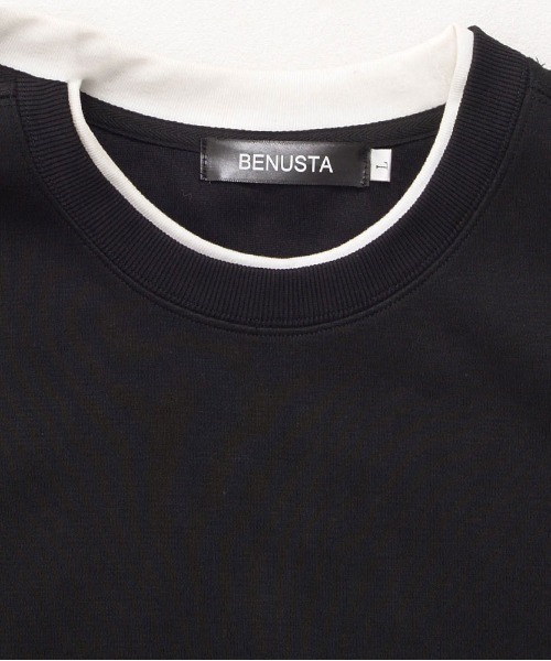 BENUSTA(ベヌスタ)の「『BENUSTA/ベヌスタ』袖デザインフェイクレイヤードトレーナー【GC】(スウェット・メンズ・ブラック・XL/L)」の7枚目の写真