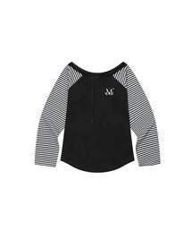 オリエ オフショルダー ストライプ 配色 ナグラン 長袖Tシャツ (2カラー)