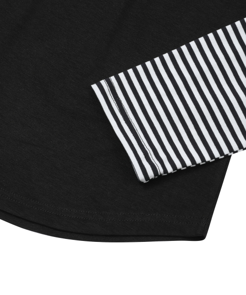 MUCENT(ムセント)の「オリエ オフショルダー ストライプ 配色 ナグラン 長袖Tシャツ (2カラー)(Tシャツ/カットソー・レディース・ブラック/グリーン・FREE)」の13枚目の写真