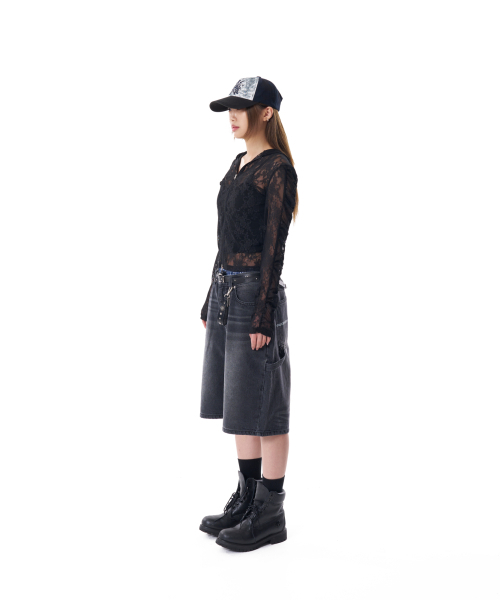 AAKAM（アーカム）の「Needlework Carpenter Bermuda Denim Pants (Black)（その他パンツ・レディース・その他・1/2）」の8枚目の写真